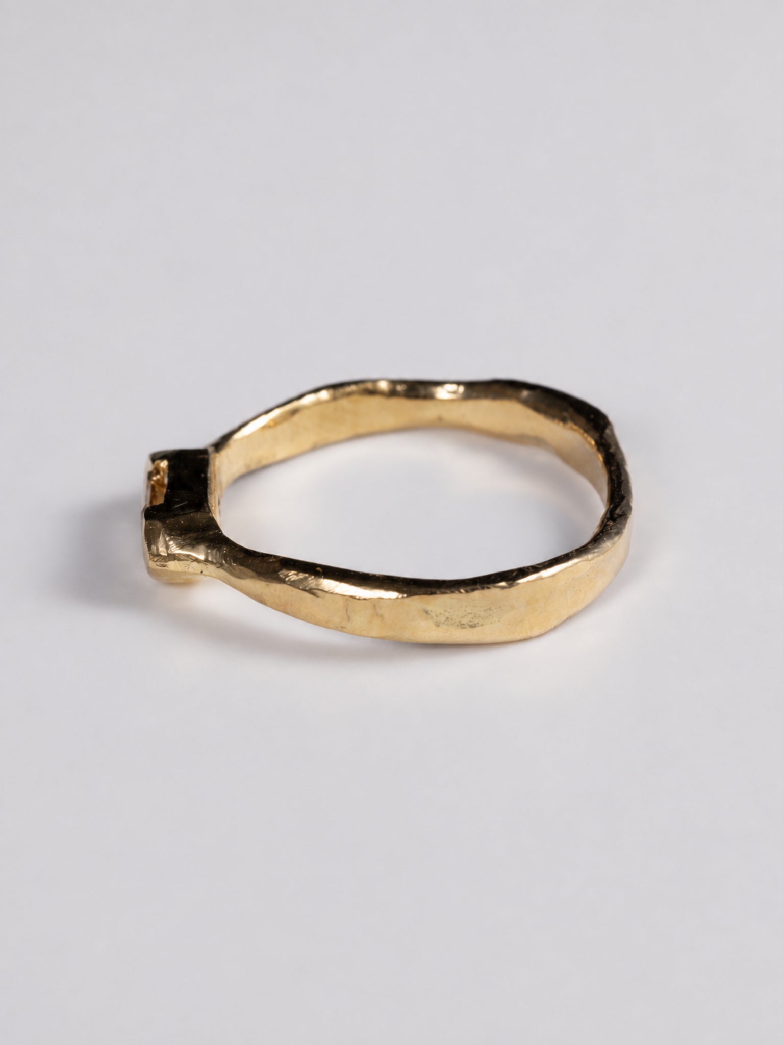 Solitaire Hexagon Champagne Diamond Ring | Recycled  Gold