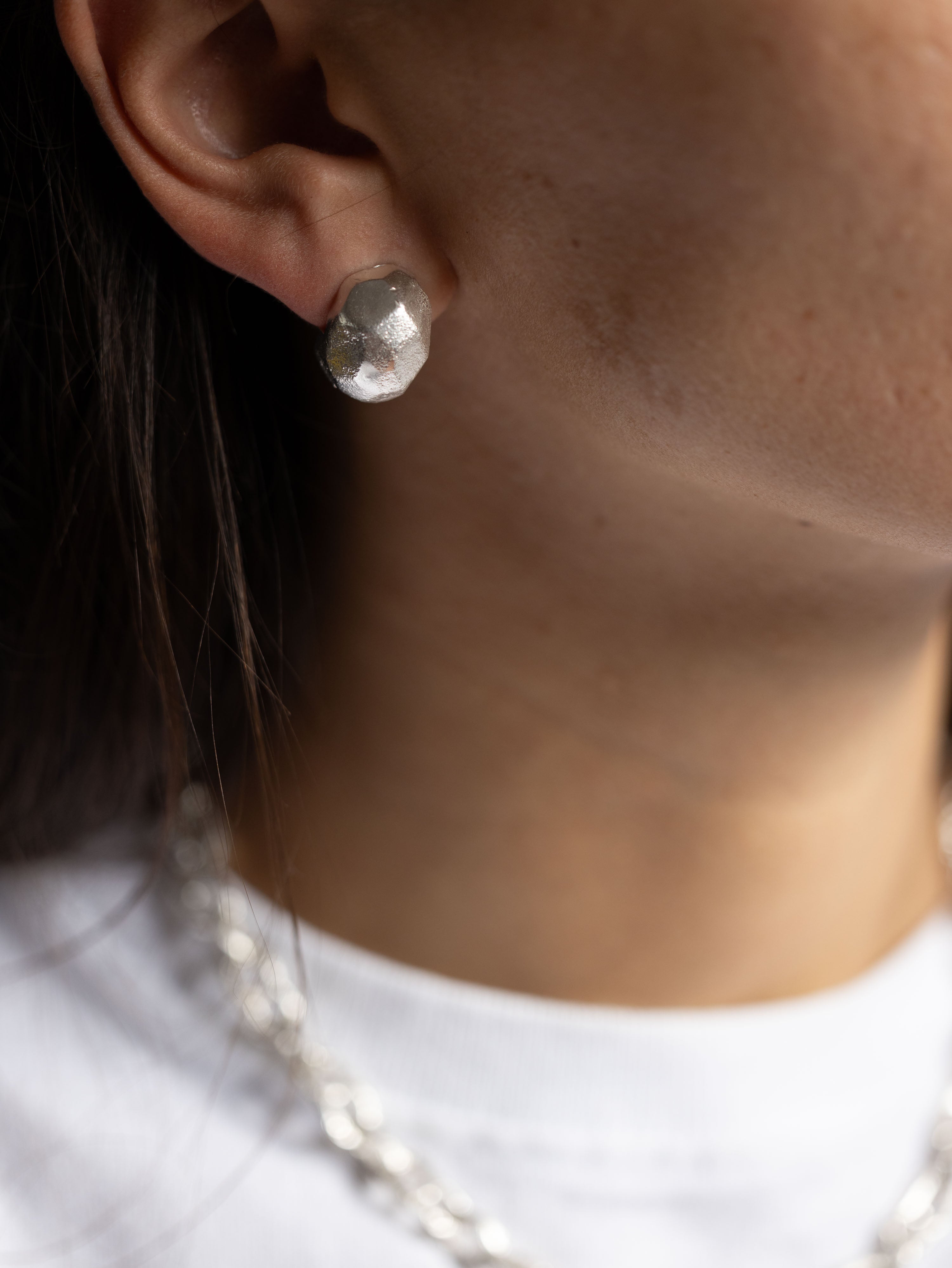 Weathered Soft Facet Earrings| Recycled Silver