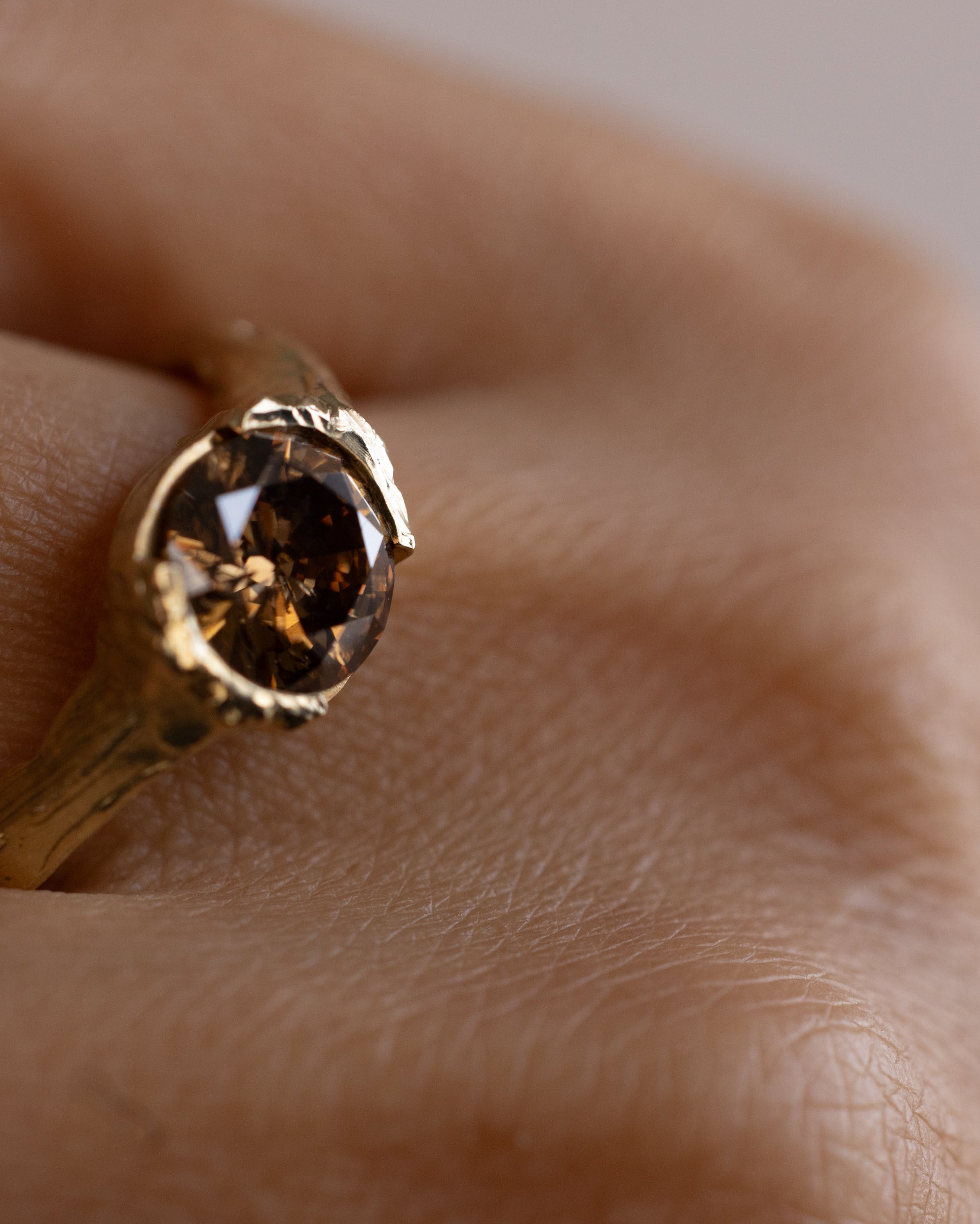 Brown Diamond Solitaire Ring | Recycled Gold