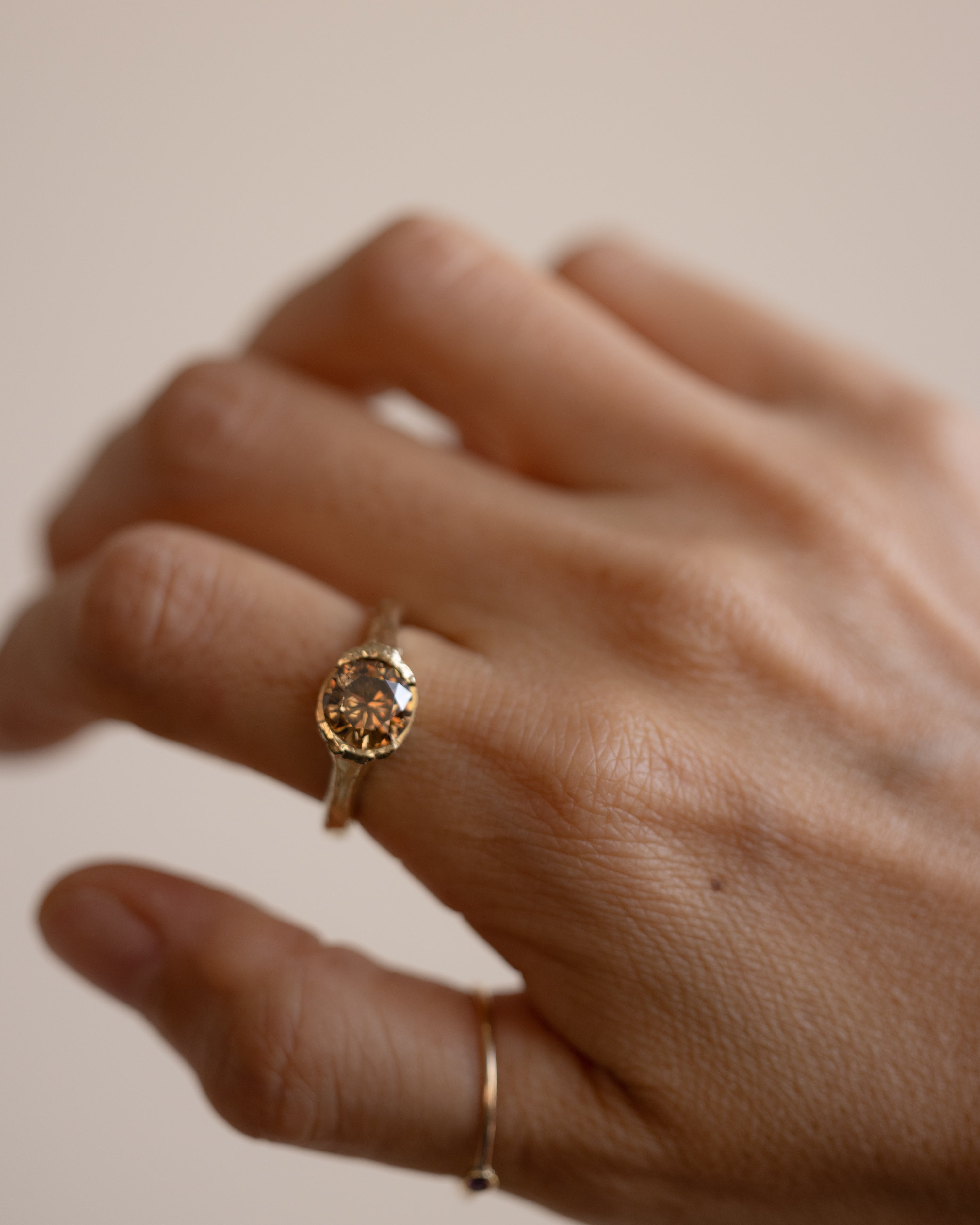 Brown Diamond Solitaire Ring | Recycled Gold