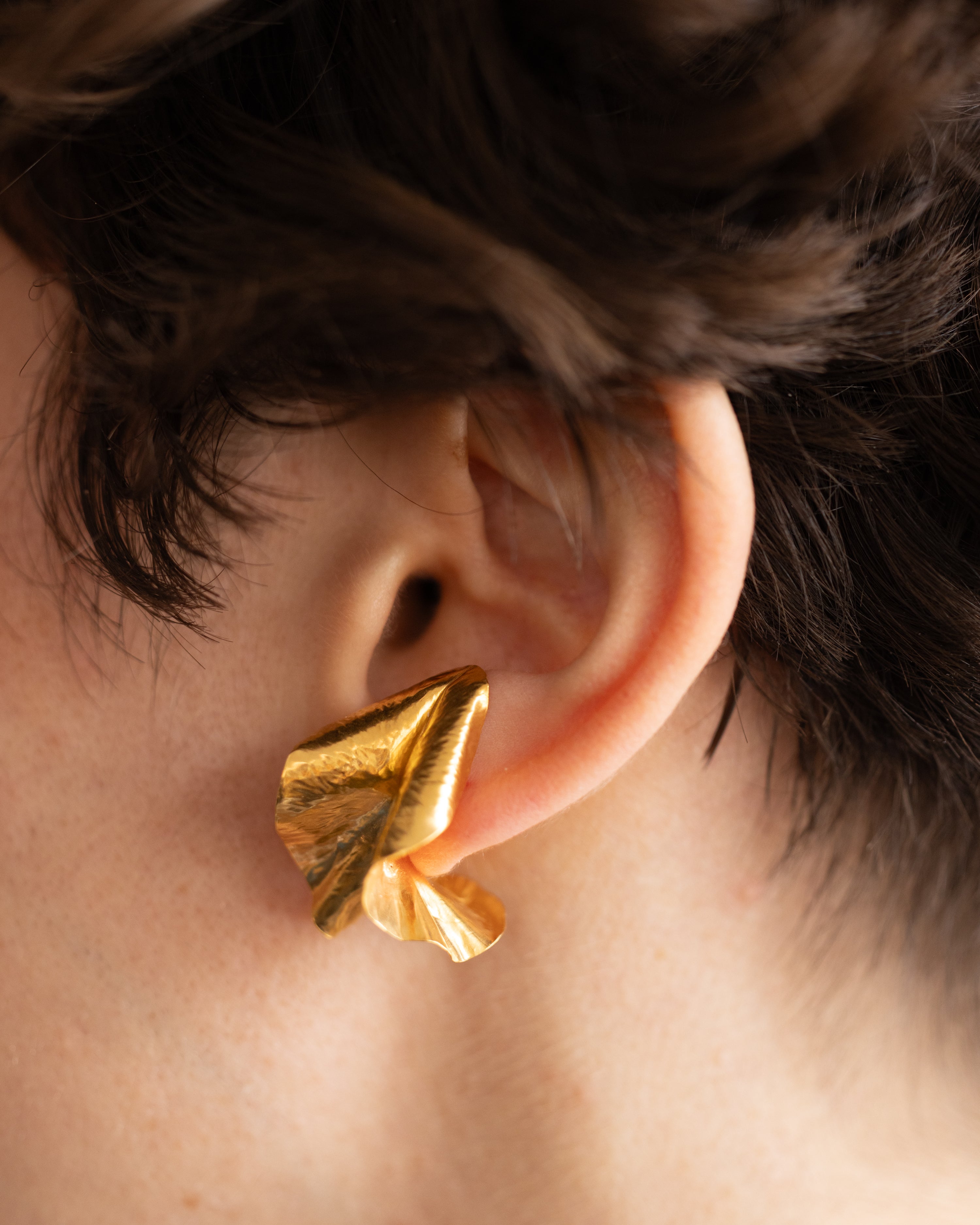 Crisp Fallen Leaf Earrings | Recycled Sterling Silver Studs