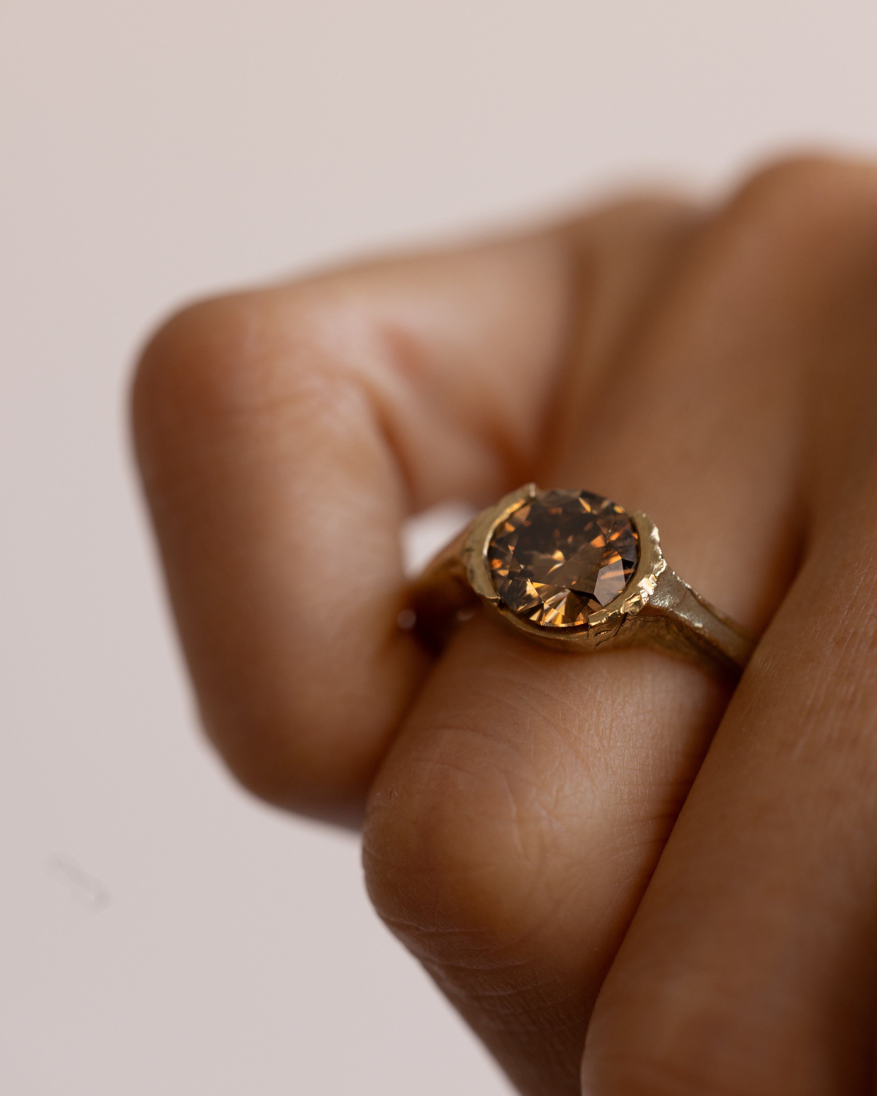 Brown Diamond Solitaire Ring | Recycled Gold