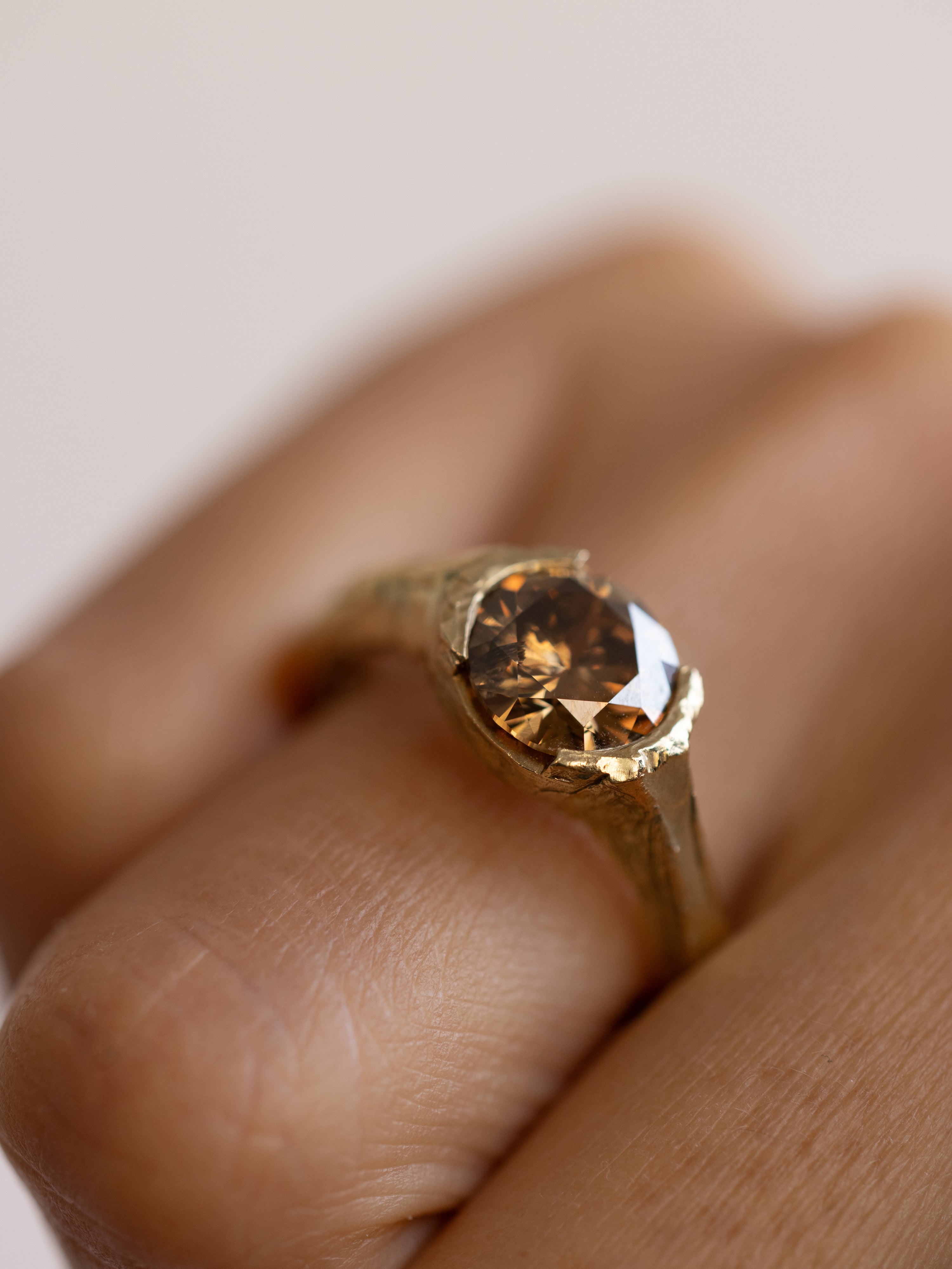 Brown Diamond Solitaire Ring | Recycled Gold