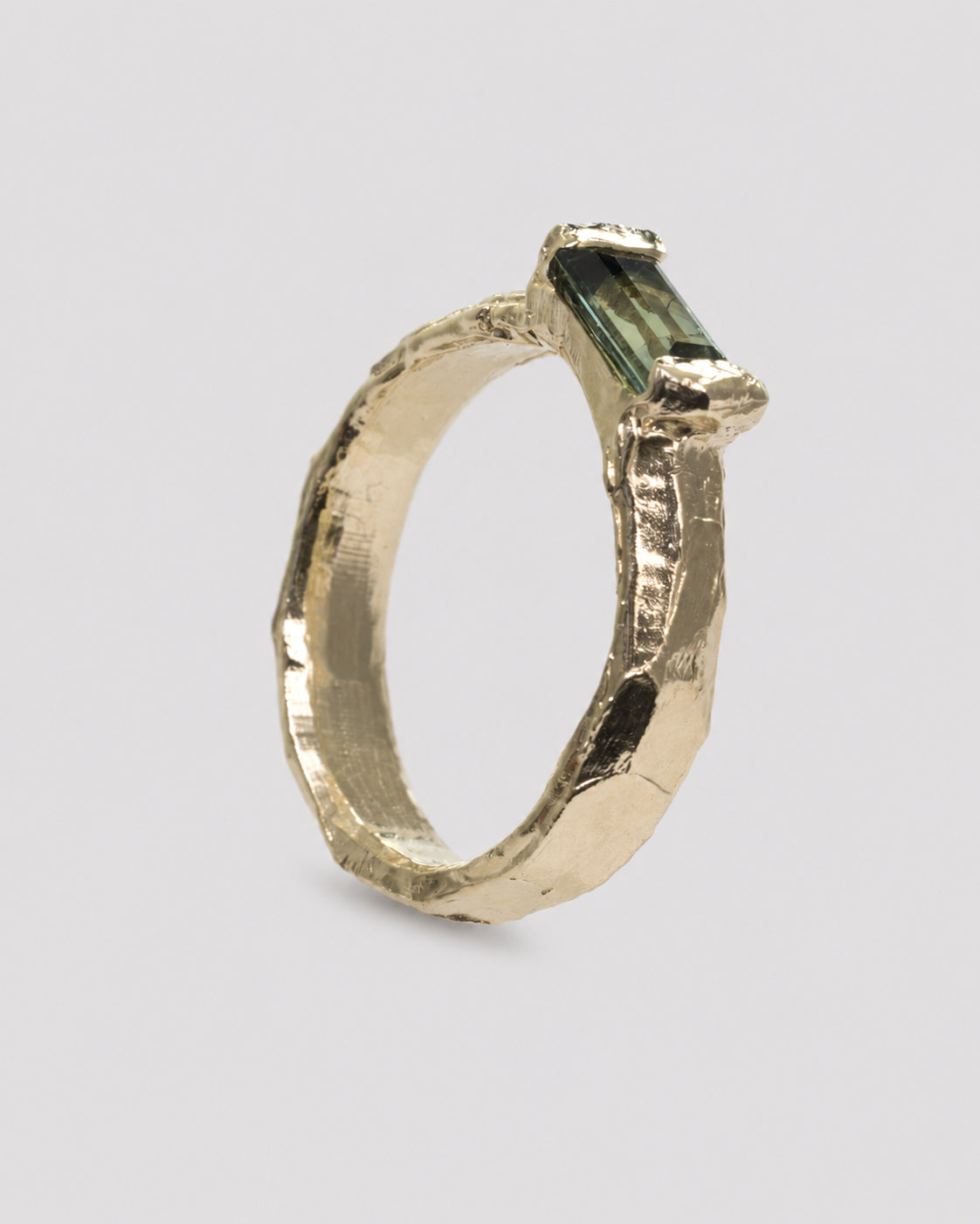 Australian Green Sapphire Solitaire Ring | Recycled Gold