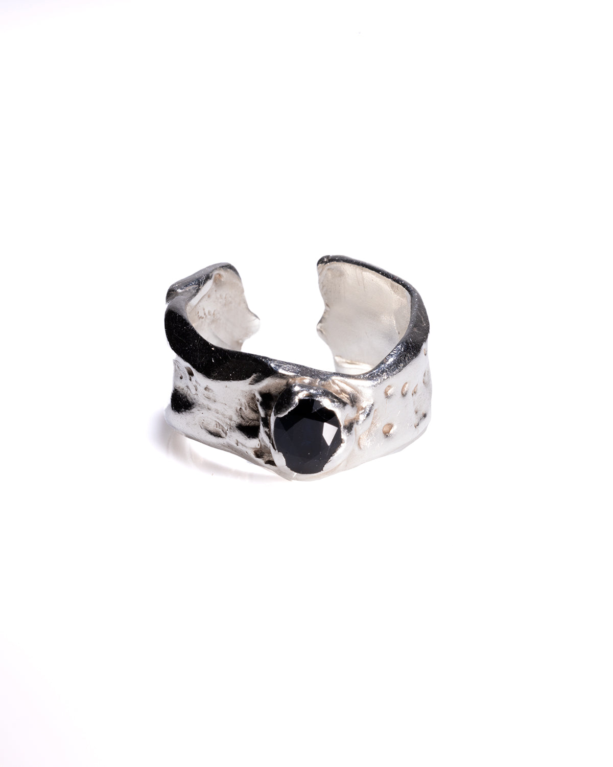 Molten Black Sapphire Silver Ring | Recycled sterling silver