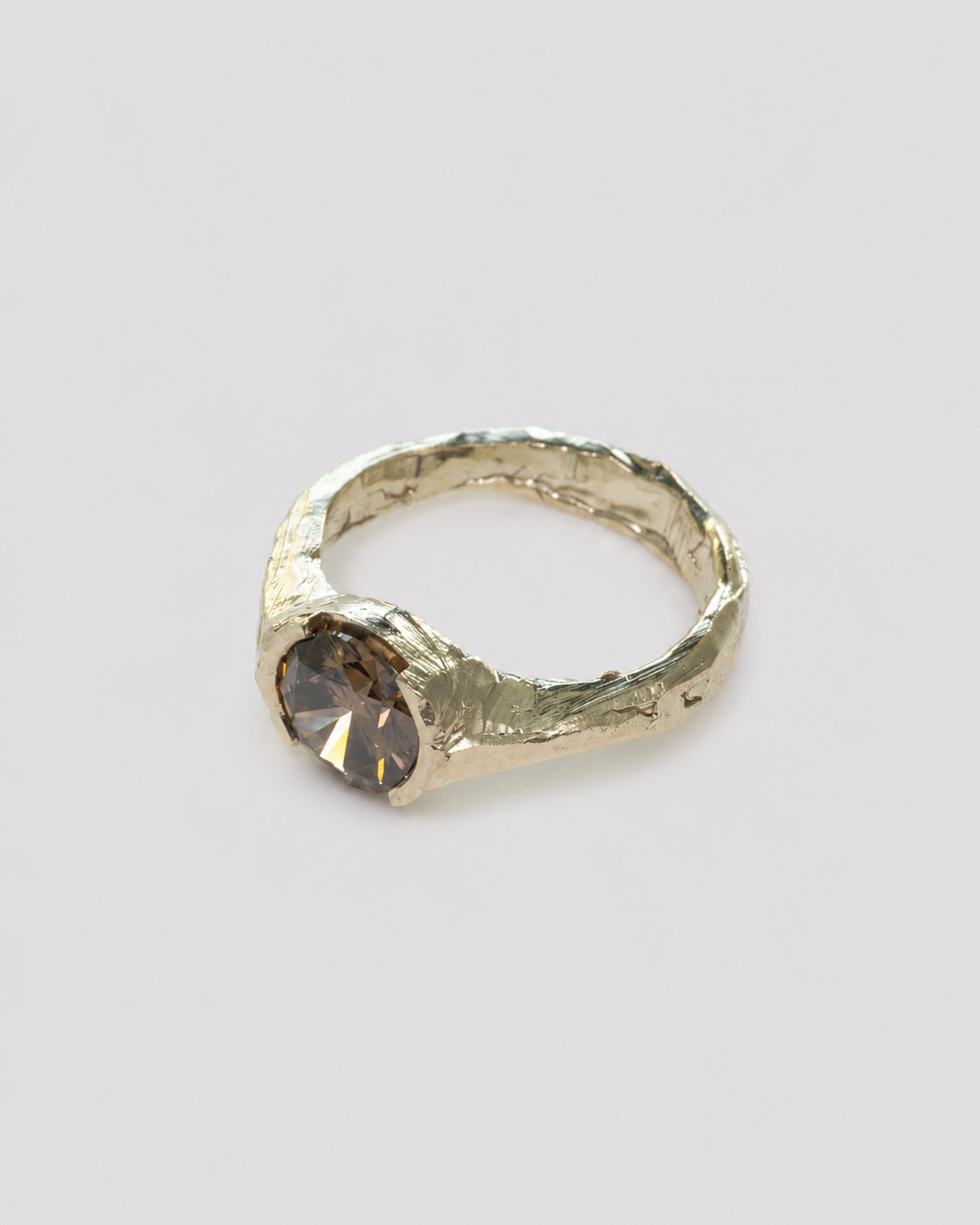 Brown Diamond Solitaire Ring | Recycled Gold