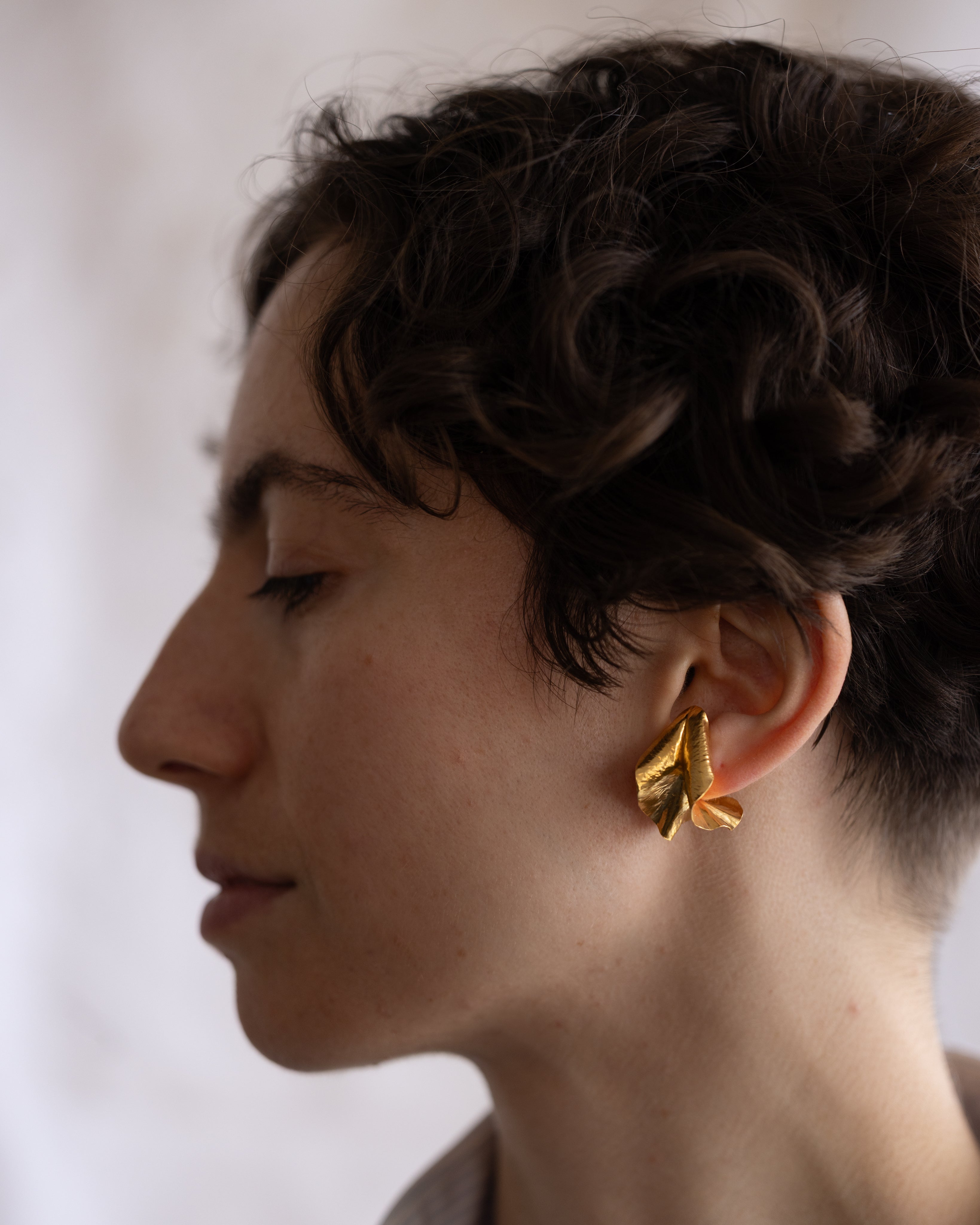 Crisp Fallen Leaf Earrings | Recycled Sterling Silver Studs