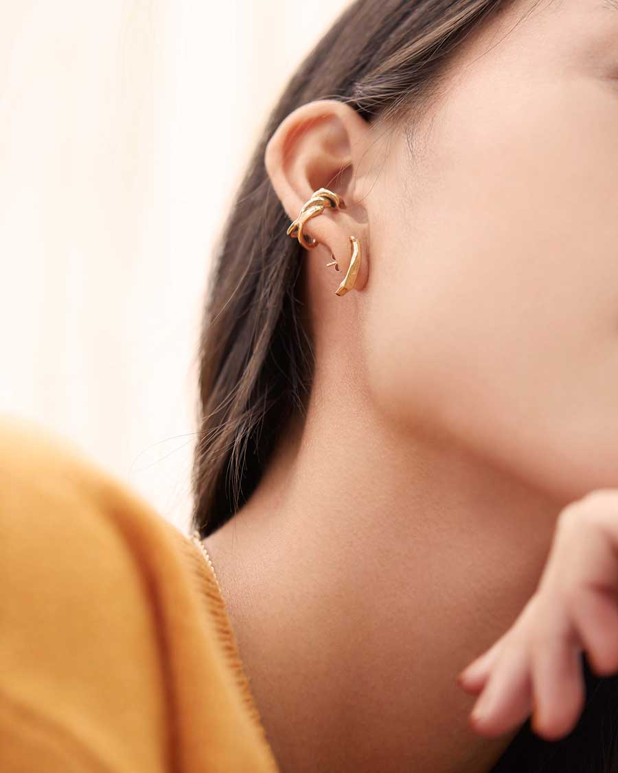 Fluid gold vermeil on sterling silver studs earrings| All Its Forms
