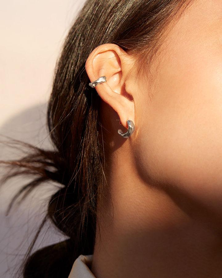 Sculptured huggie earrings | Recycled Sterling Silver