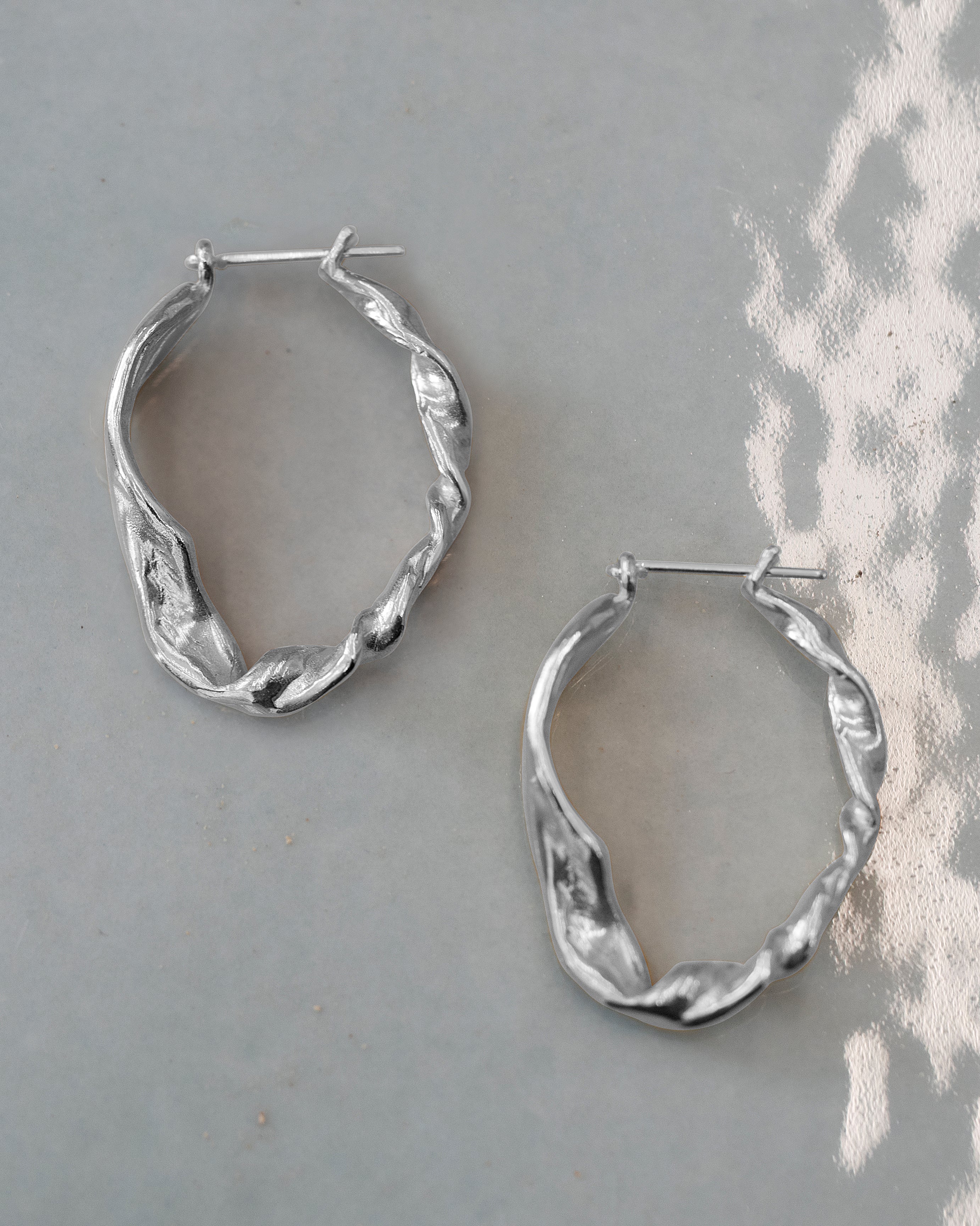 Fluid Hoop Earrinngs | Recycled Silver